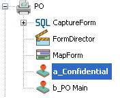 The process tree showing the a confidential form stamp highlighted.